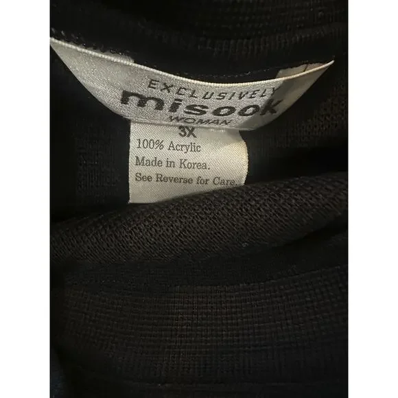 Exclusively Misook Long Ribbed Cardigan Black Duster Pockets Button Plus Size 3X - Picture 8 of 16